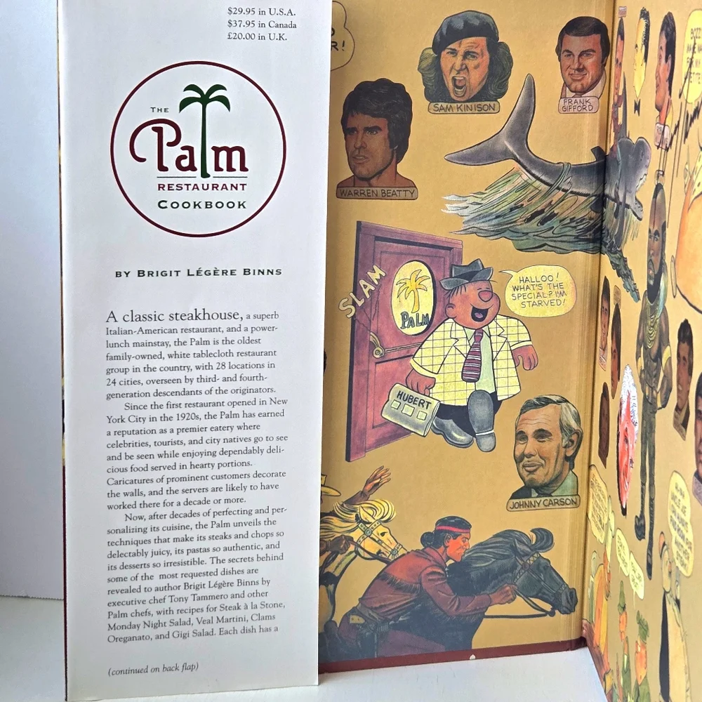 VTG Rare '03 SIGNED The Palm Restaurant Cookbook, Hardcover w Dust Jacket, EUC
